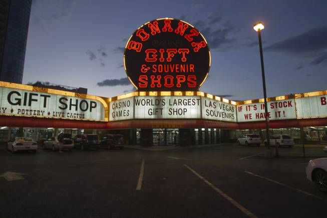 An exterior view of the Bonanza Gift & Souvenir Shops on the northwest corner of Las Vegas Boulevard South and Sahara Avenue Monday, July 15, 2013.